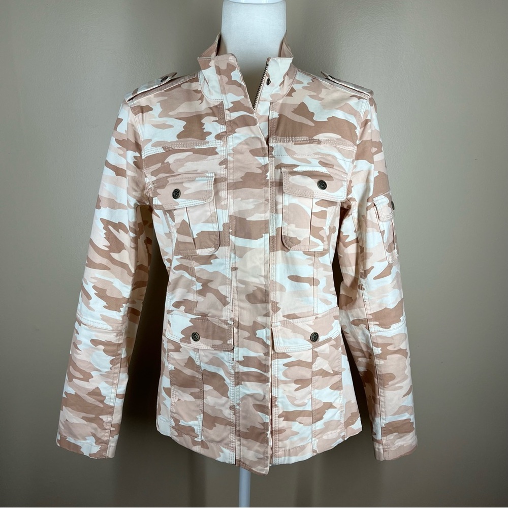 Harper & Liv Women's Jacket Size Medium Full Zip Pink Camouflage Jean Jacket